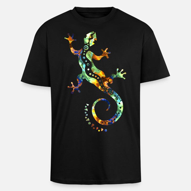 GECKO abstrakt bunt - Oversized Heavyweight Unisex T-Shirt - Schwarz