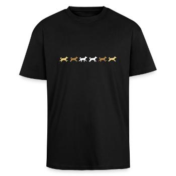 Hund geht - Oversized Heavyweight Unisex T-Shirt - Schwarz - Vorne - Alina (178cm) & Michal (187cm)