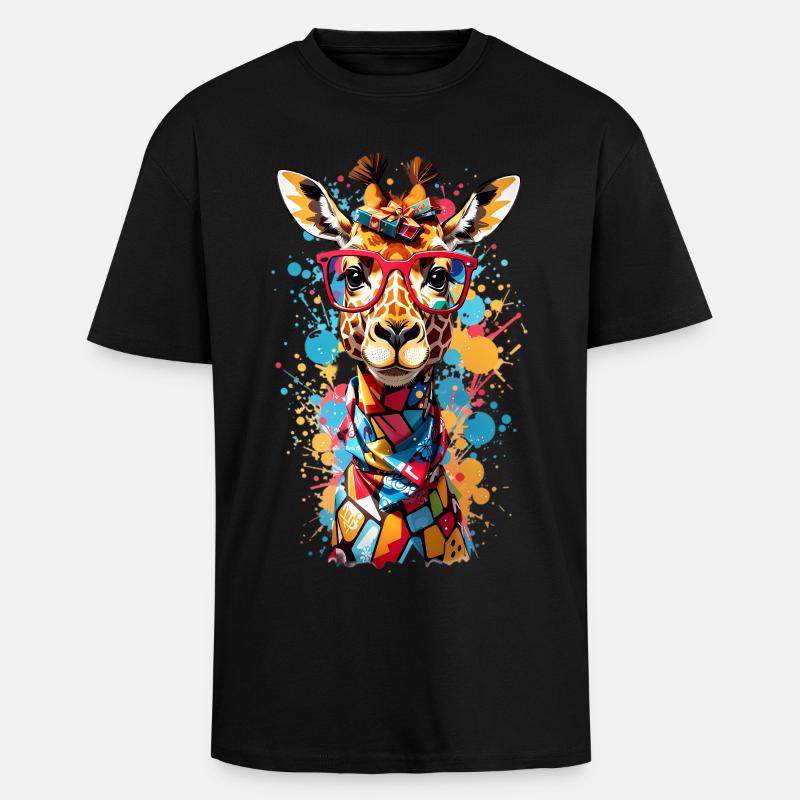 Coole Giraffe - Oversized Heavyweight Unisex T-Shirt - Schwarz
