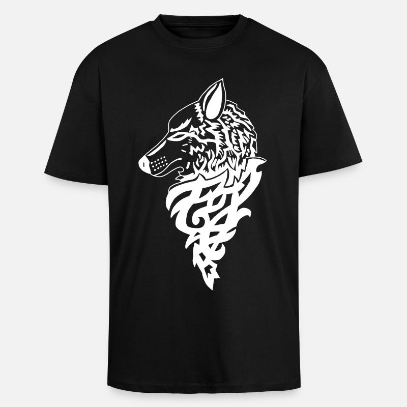 White Wolf, Forest Genius - Unisex Oversized Heavyweight T-shirt - black