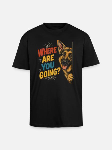 Neugieriger Hund, lustiger Blick - Oversized Heavyweight Unisex T-Shirt - Schwarz
