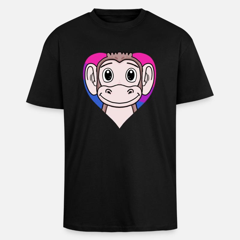 Bisexual Monkey Gift - Unisex Oversized Heavyweight T-shirt - black