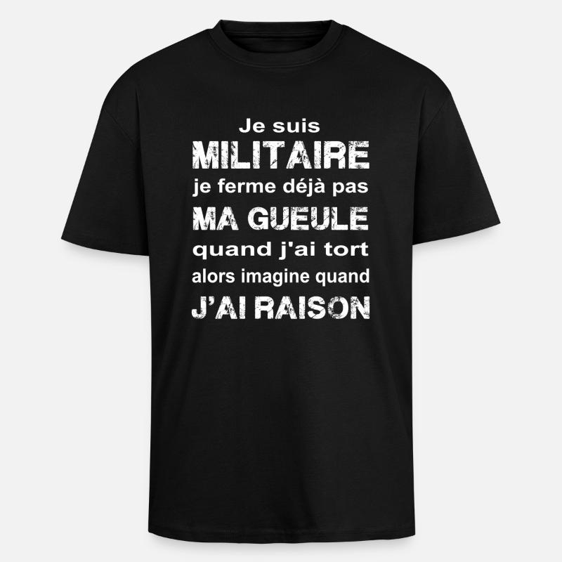 Militaire - T-shirt unisexe oversize épais - noir