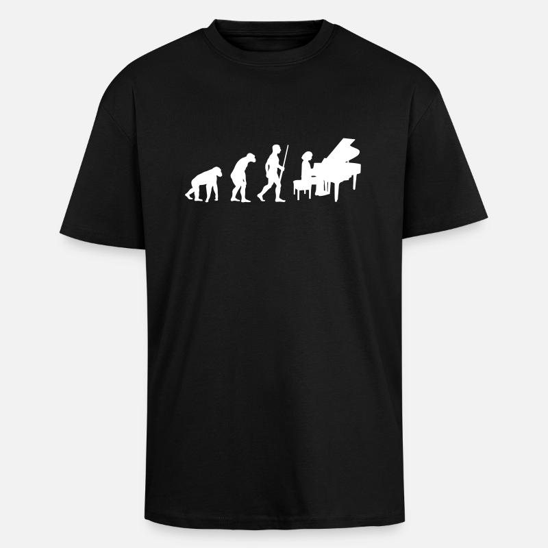 Évolution Piano Girl - T-shirt unisexe oversize épais - noir