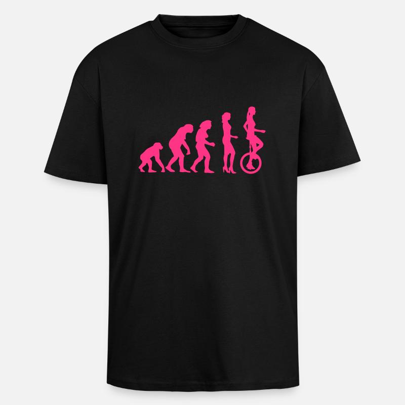 evolution_einradfahrerin_1c - Unisex Oversized Heavyweight T-shirt - black