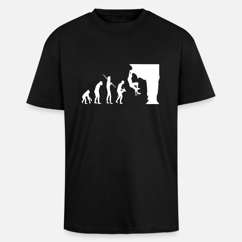 Climbing Evolution - Oversized Heavyweight Unisex T-Shirt - Schwarz