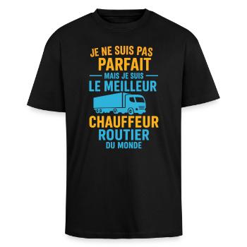 Le meilleur chauffeur routier du monde - T-shirt unisexe oversize épais - noir - Devant - Alina (178cm) & Michal (187cm)