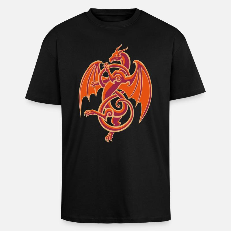 Keltischer Drache - Oversized Heavyweight Unisex T-Shirt - Schwarz