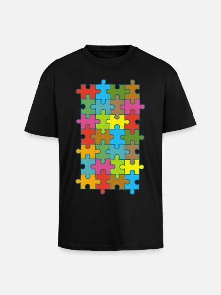 Mehrfarbiges Puzzle - Oversized Heavyweight Unisex T-Shirt - Schwarz