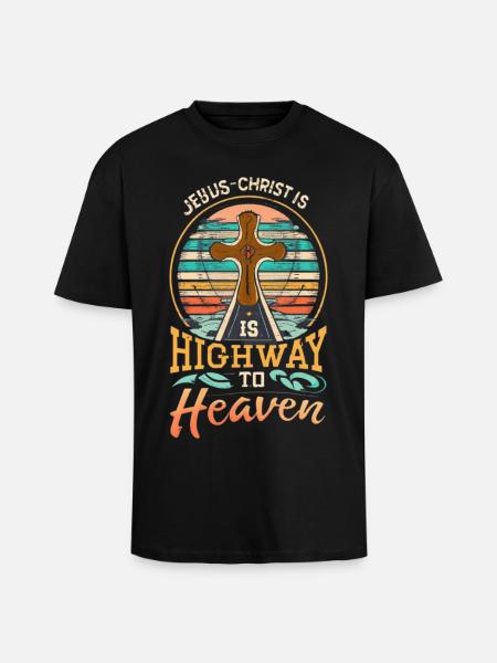 Highway to Heaven Cross - Unisex Oversized Heavyweight T-shirt - black