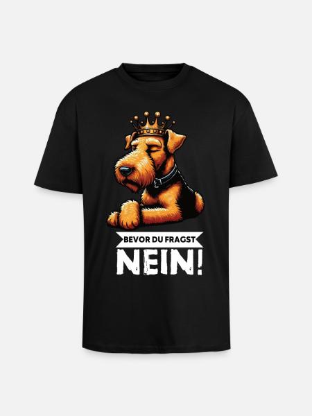 Før du spørger: Airedale Terrier Airedales - Unisex oversized heavyweight t-shirt - sort
