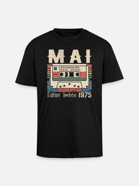 Mai 1975 - T-shirt unisexe oversize épais - noir