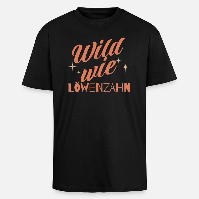 Wild Löwenzahn Script - Oversized Heavyweight Unisex T-Shirt - Schwarz
