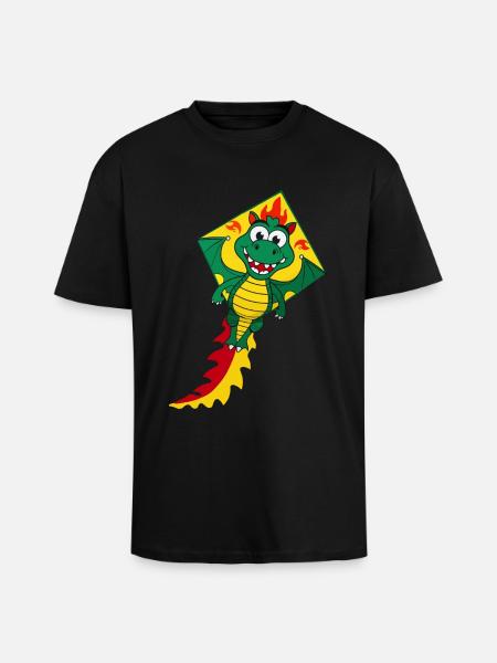 Cute Flying Kite - Unisex Oversized Heavyweight T-shirt - black