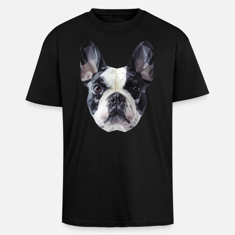 Bouledogue français Low Poly Design - T-shirt unisexe oversize épais - noir