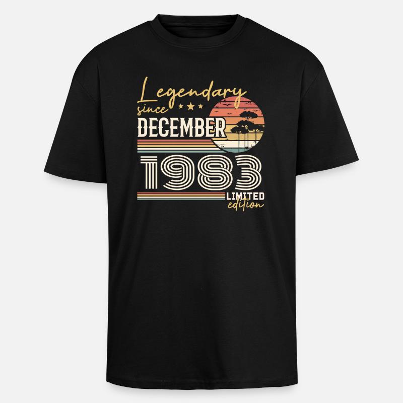 Cadeau 42e Anniversaire Décembre 1983 - T-shirt unisexe oversize épais - noir