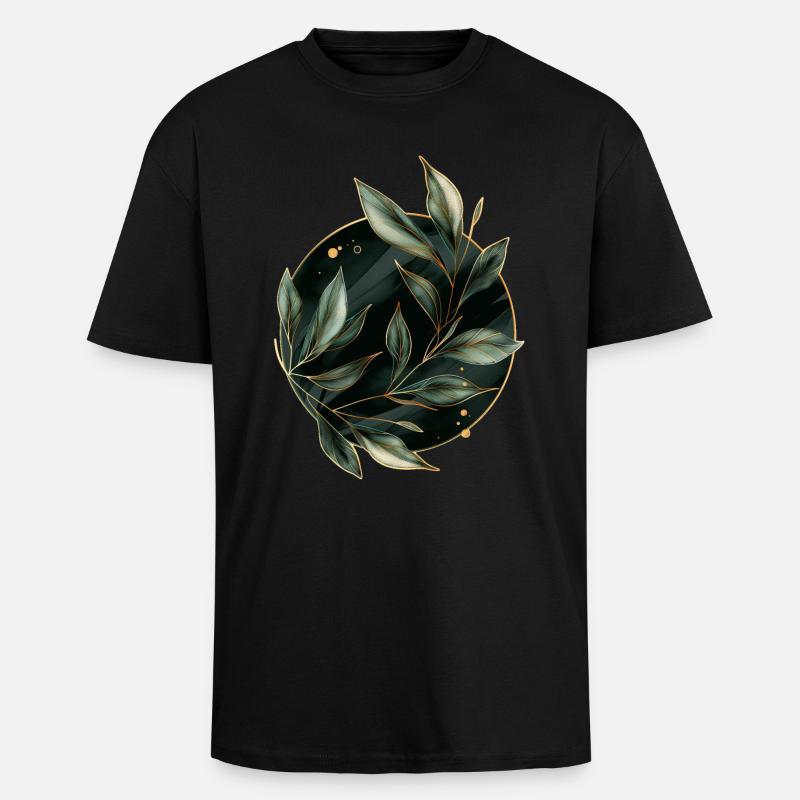 Feuilles de plantes - T-shirt unisexe oversize épais - noir