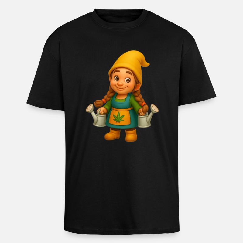 Zwergin mit Gießkannen - Oversized Heavyweight Unisex T-Shirt - Schwarz