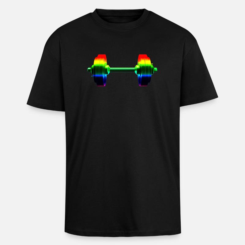 Regenbogen Hantel - Oversized Heavyweight Unisex T-Shirt - Schwarz
