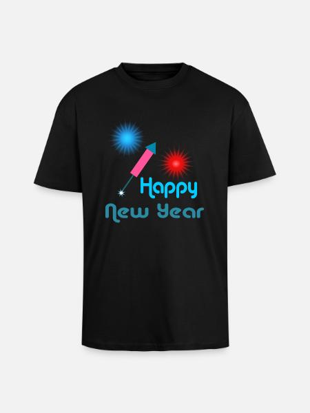 Happy New Year - Unisex Oversized Heavyweight T-shirt - black
