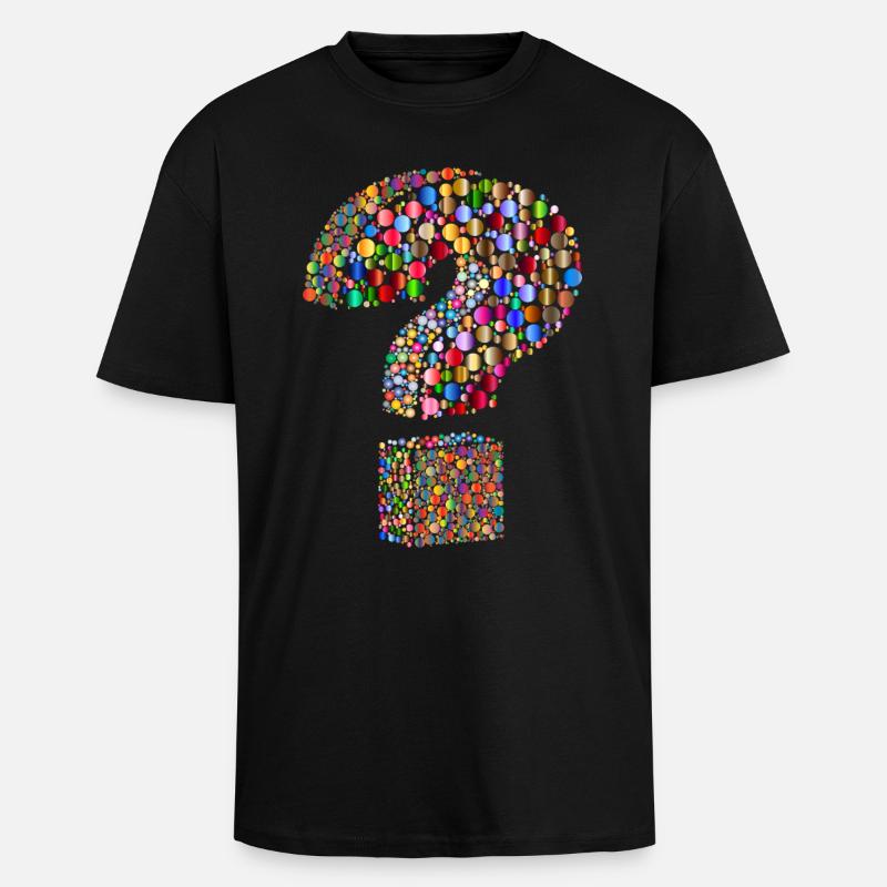 point d'interrogation arc-en-couleur - T-shirt unisexe oversize épais - noir