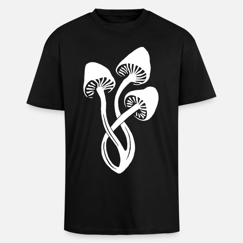 Trio de champignons blancs - T-shirt unisexe oversize épais - noir