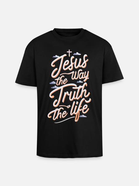 Living Jesus Way Truth - Unisex Oversized Heavyweight T-shirt - black