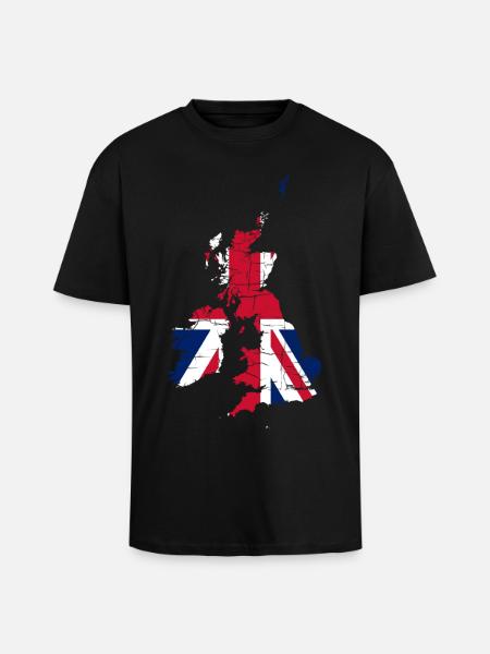 Royaume-Uni Drapeau Paysage Angleterre - T-shirt unisexe oversize épais - noir