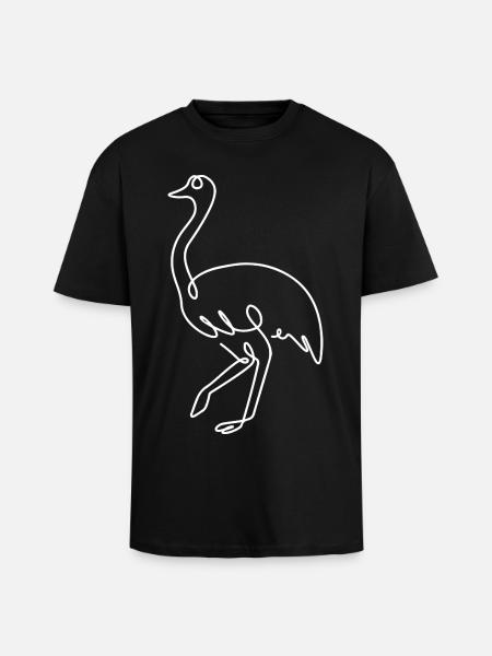 Ostrich Sketch – Elegant Animal Drawing - Unisex Oversized Heavyweight T-shirt - black