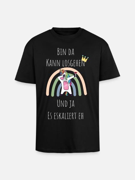Unicorn Regenbogen Eskalation - Oversized Heavyweight Unisex T-Shirt - Schwarz
