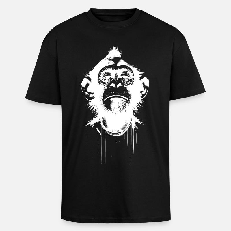 Monkey President - Oversized Heavyweight Unisex T-Shirt - Schwarz