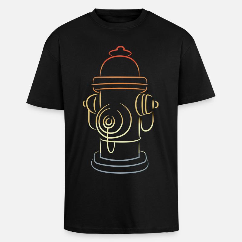 Retro Fire Hydrant - Unisex Oversized Heavyweight T-shirt - black