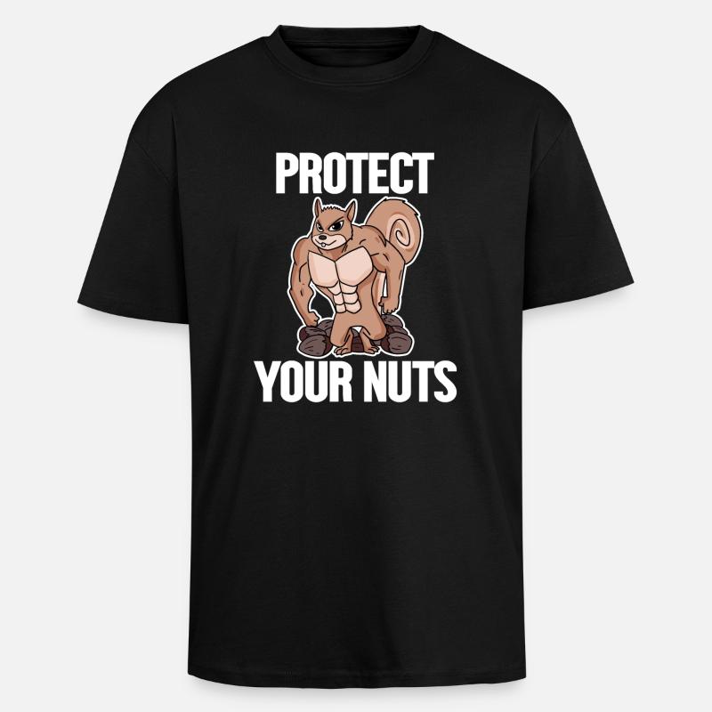 Funny squirrel gift - Unisex Oversized Heavyweight T-shirt - black