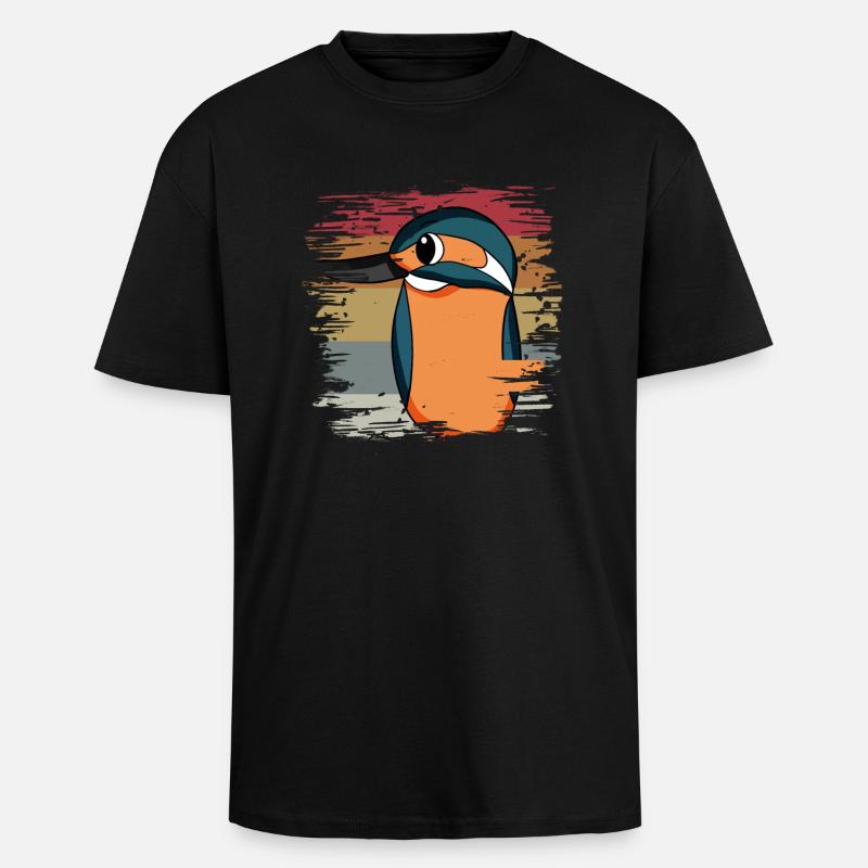 Eisvogel Blauer Vogel Retro - Oversized Heavyweight Unisex T-Shirt - Schwarz