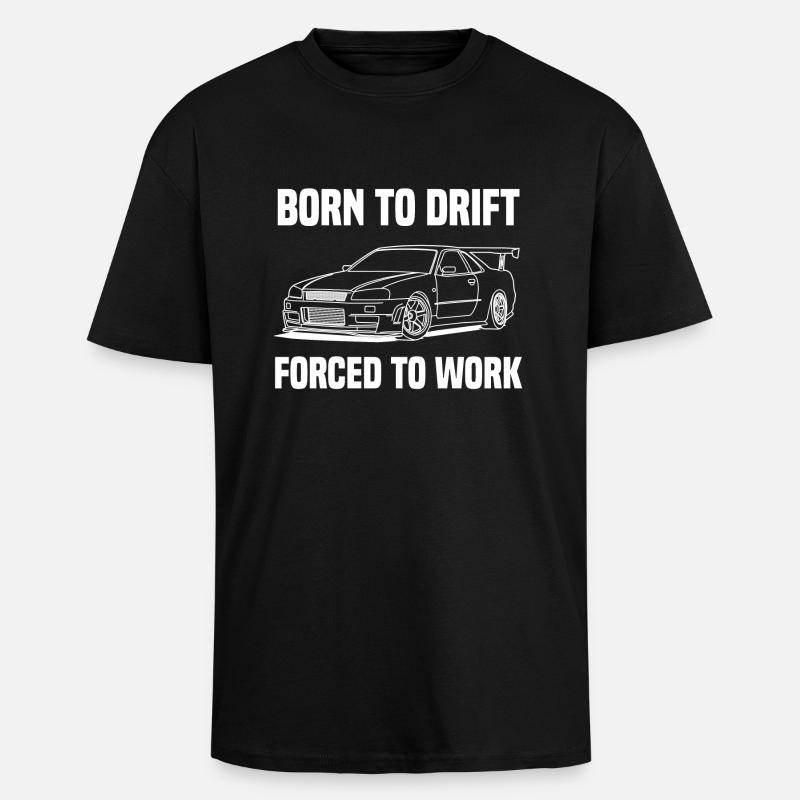 born to drift white - T-shirt unisexe oversize épais - noir