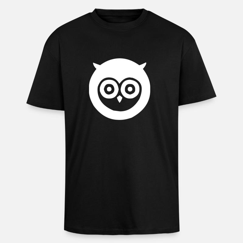 Eule mit großen Augen - Oversized Heavyweight Unisex T-Shirt - Schwarz