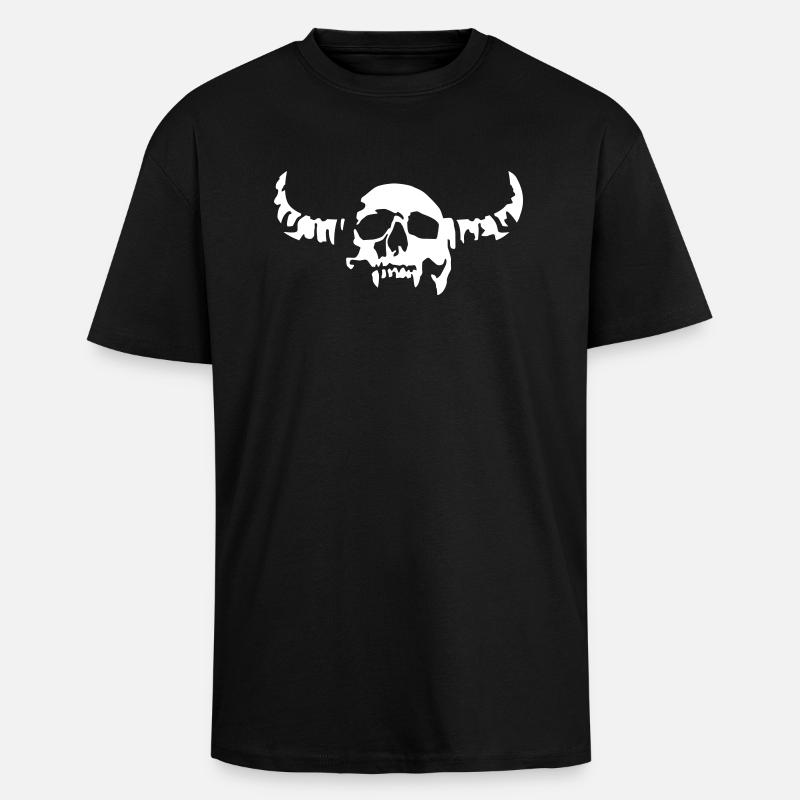 devil_skull_042013_a_1c - T-shirt unisexe oversize épais - noir