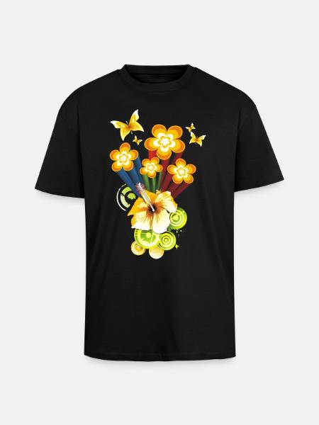Flower Power - Unisex Oversized Heavyweight T-shirt - black