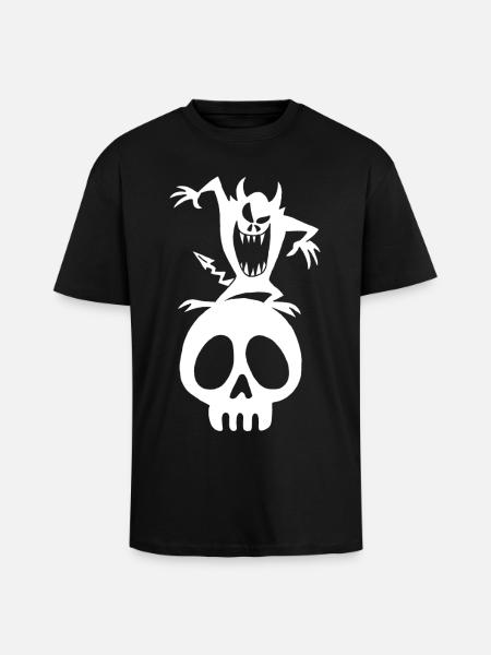 Skull and white demon - Unisex Oversized Heavyweight T-shirt - black
