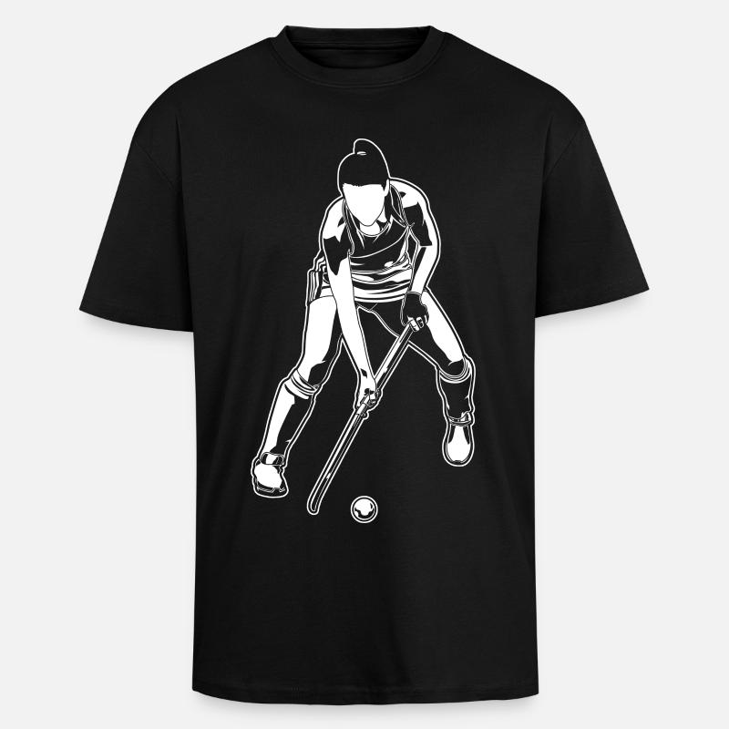 Feldhockey Mädchen - Oversized Heavyweight Unisex T-Shirt - Schwarz