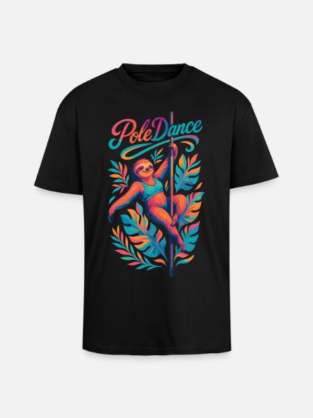Pole Dance Faultier Poledancerin witzig Geschenk - Oversized Heavyweight Unisex T-Shirt - Schwarz