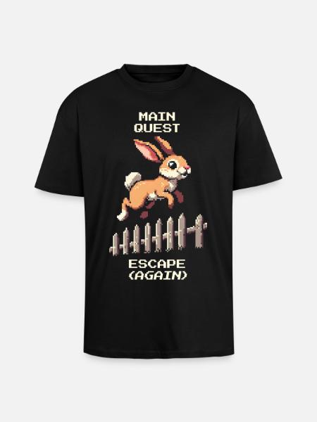 Main Quest Escape | Hasen Ausbruchswitz - Oversized Heavyweight Unisex T-Shirt - Schwarz