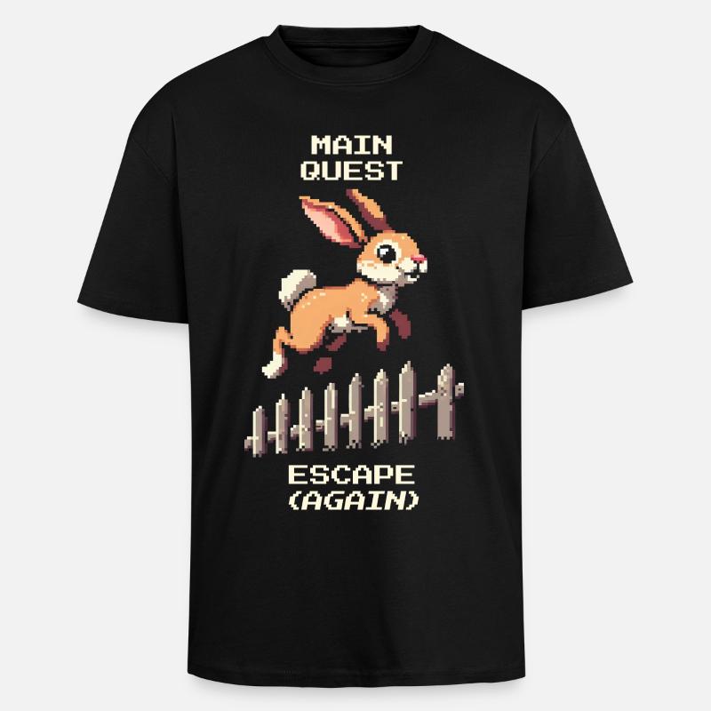 Main Quest Escape | Hasen Ausbruchswitz - Oversized Heavyweight Unisex T-Shirt - Schwarz