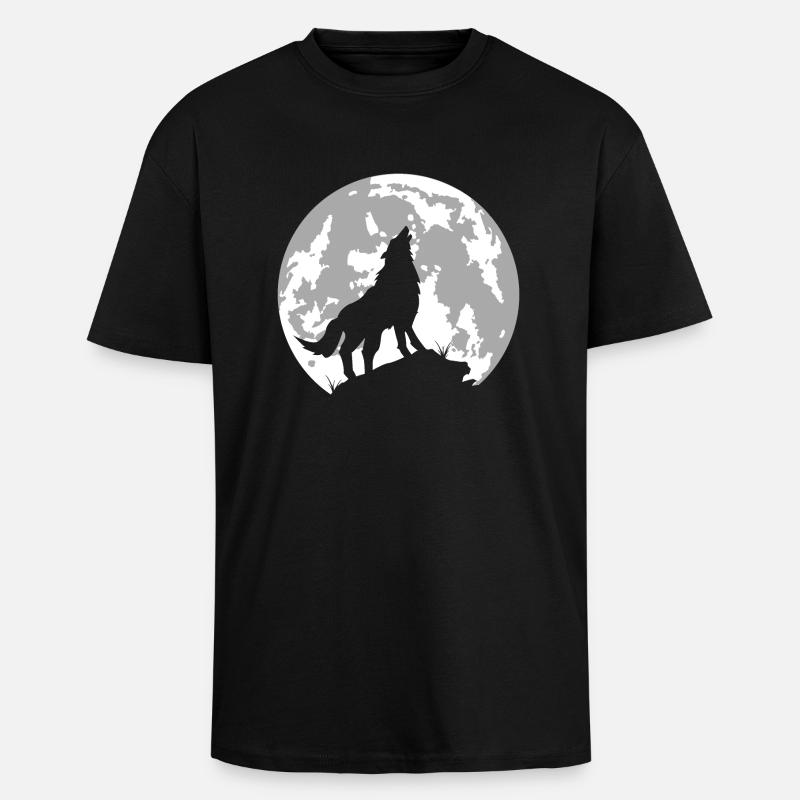 varg fullmåne - Tjock Oversized T-shirt - svart