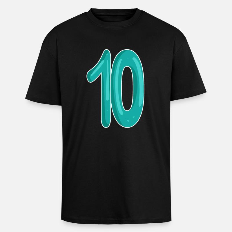Ten 10 Number Number - Unisex Oversized Heavyweight T-shirt - black