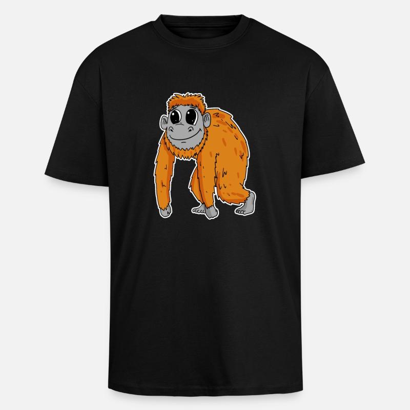 Singe orang-outan - T-shirt unisexe oversize épais - noir