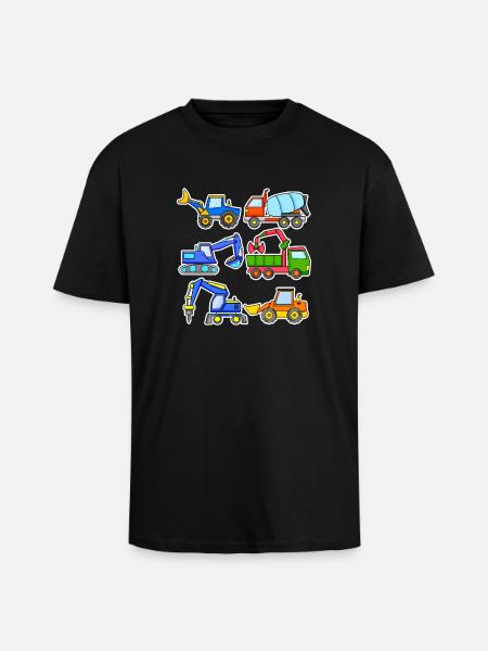 Construction site vehicles - Unisex Oversized Heavyweight T-shirt - black