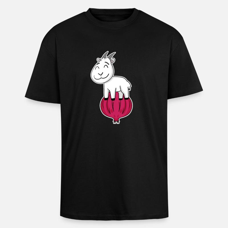 Oignon Chèvre Chèvre - T-shirt unisexe oversize épais - noir