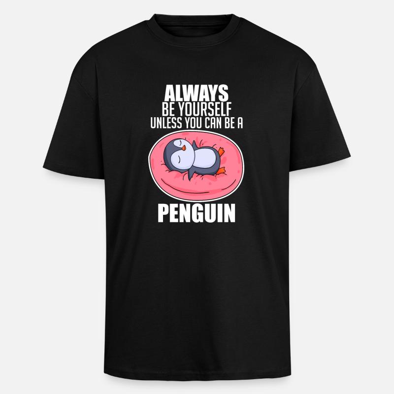 Pinguin Pinguine - Oversized Heavyweight Unisex T-Shirt - Schwarz