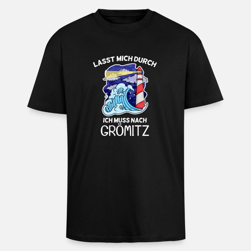 Grömitz Spruch - Oversized Heavyweight Unisex T-Shirt - Schwarz